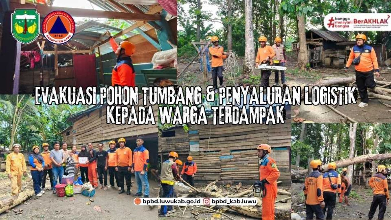 Evakuasi pohon tumbang dan Penyaluran Logistik Kel. Cilallang